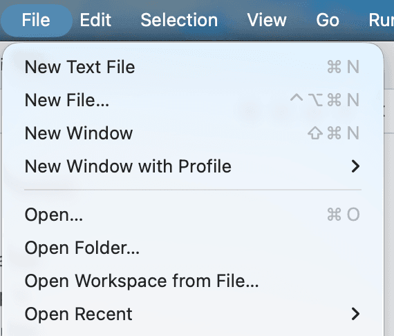 File menu, Open Folder|488
