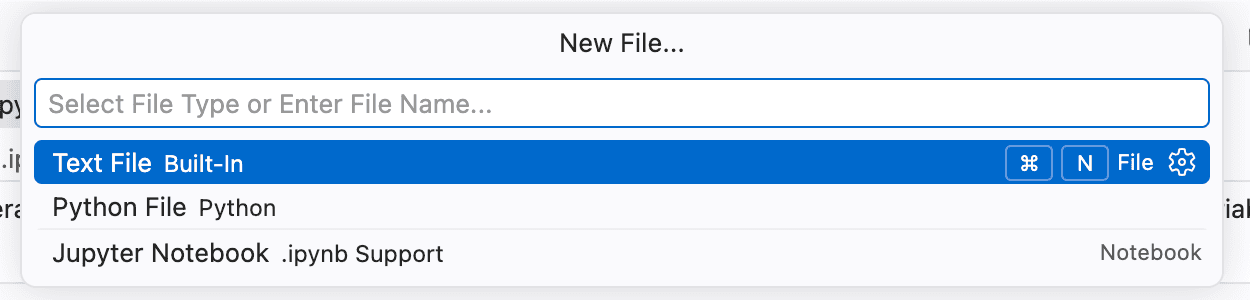 File, New File, Jupyter Notebook