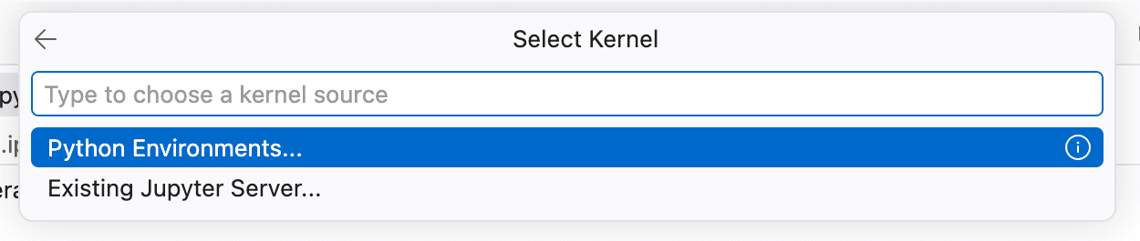 Select Kernel, Python Environments