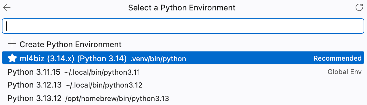 Select a Python Environment