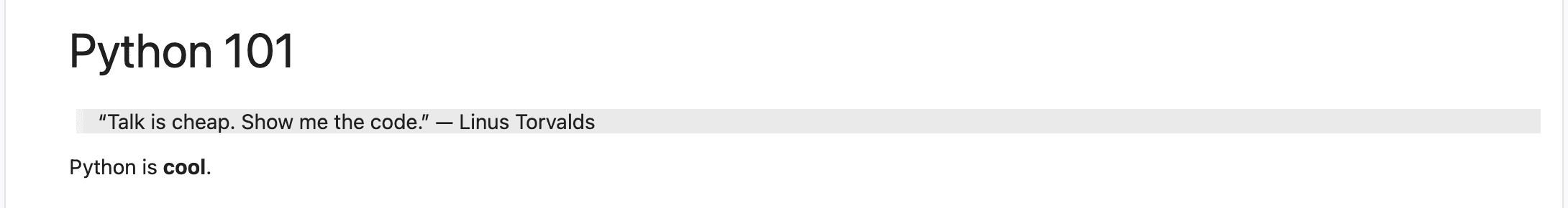 Markdown cell rendered