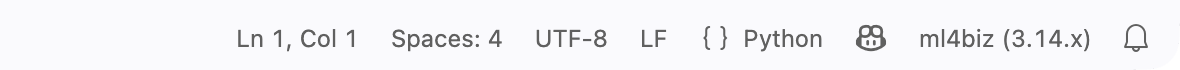 Python version in the status bar