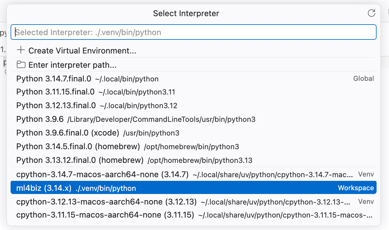 Select Interpreter list