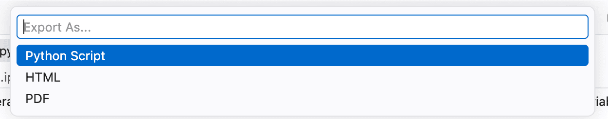 Export As formats