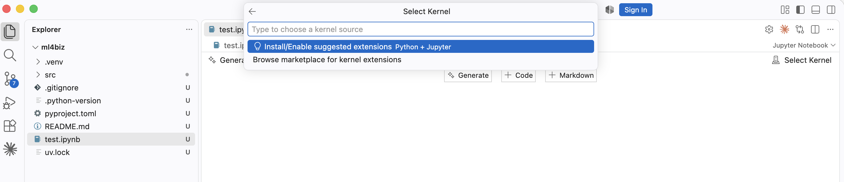 Install/Enable suggested extensions Python + Jupyter|652