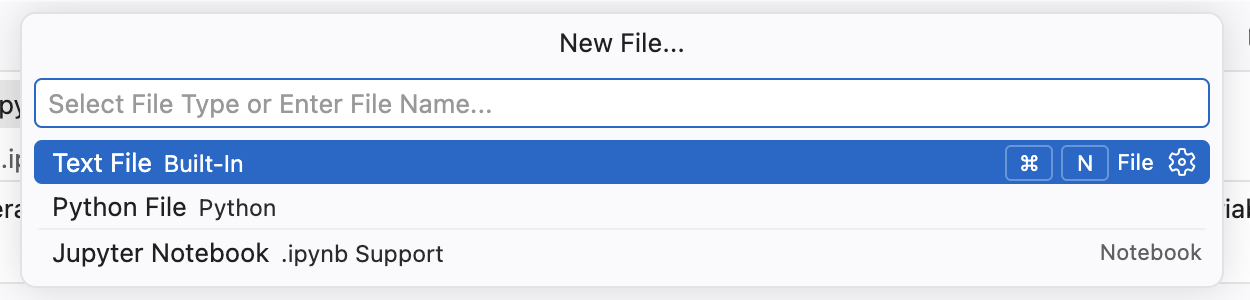 File, New File, Jupyter Notebook
