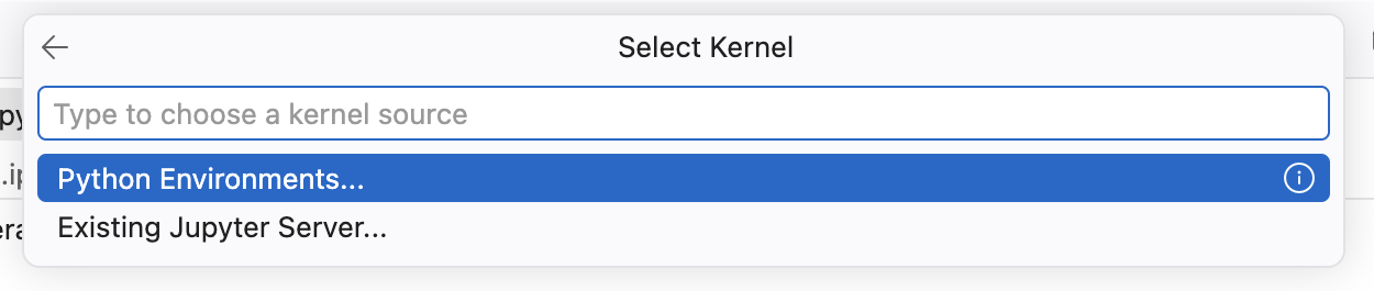 Select Kernel, Python Environments