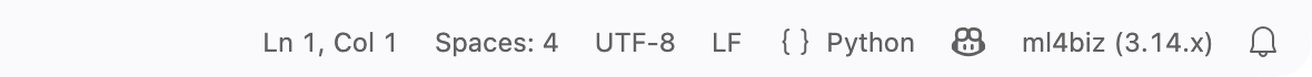 Python version in the status bar